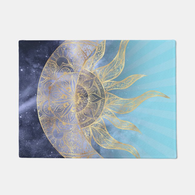 Paillasson Gold Moon Sun Mandala Celestial Design (Devant)