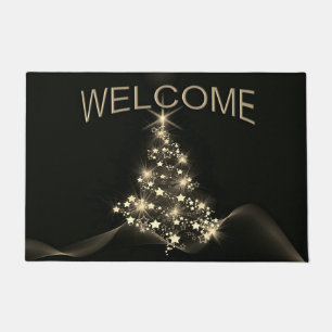 Paillasson Gold Shine of Stars on Christmas Tree Dark Welcome