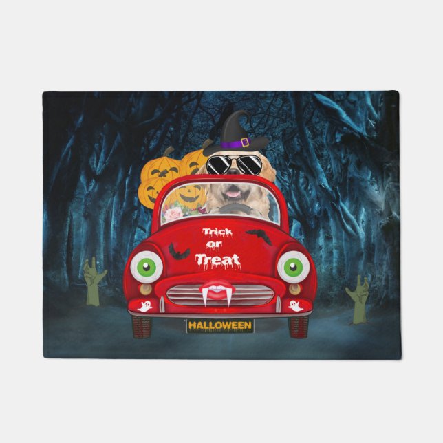 Paillasson Golden Retriever Chien voiture voiture effrayant H (Devant)