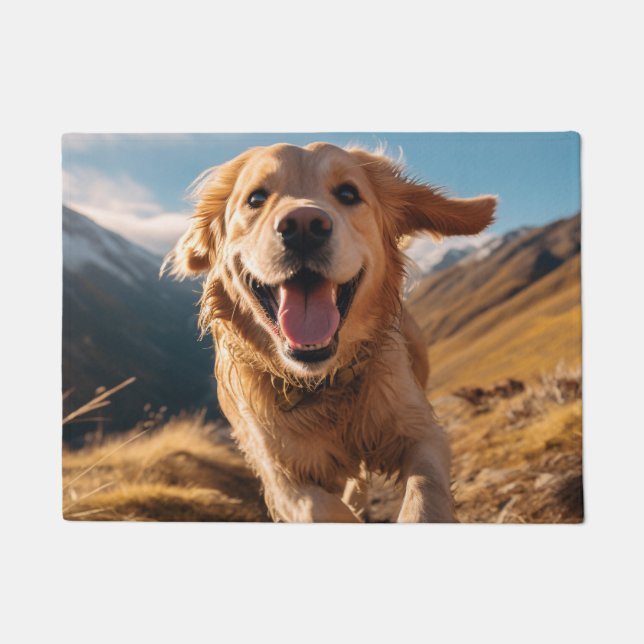 Paillasson Golden Retriever heureux en train de courir  (Devant)