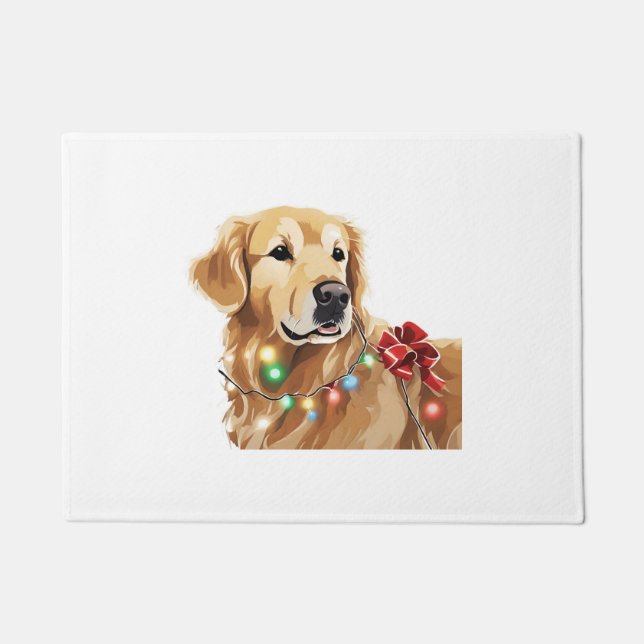 Paillasson Golden Retriever Noël Light Classic (Devant)
