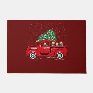 Paillasson Goldendoodle Riding Camion Rouge Père Noël Christm