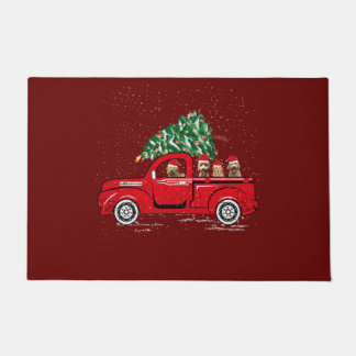Paillasson Goldendoodle Riding Camion Rouge Père Noël Christm