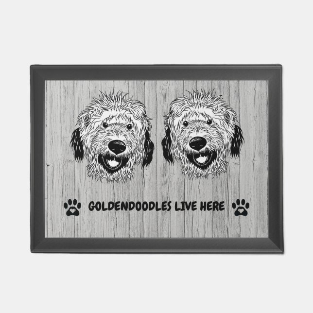 Paillasson Goldendoodles vivent ici natte (Devant)