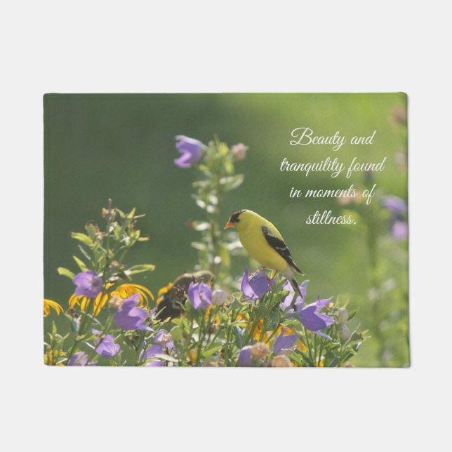 Paillasson Goldfinch sur Harebell Flower (Devant)