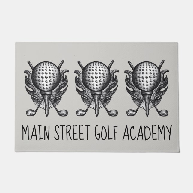 Paillasson Golf Ball Tee Clubs Golf Customisé (Devant)