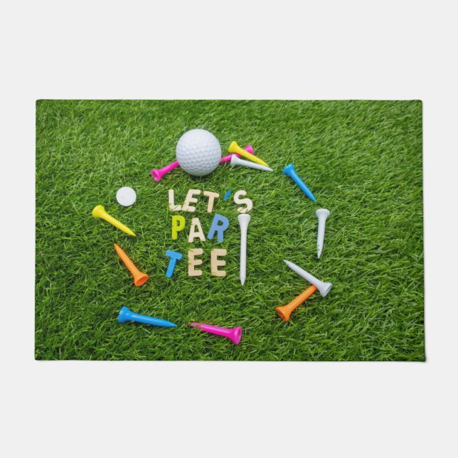 Paillasson Golf Par Tête avec balle de golf sur vert (Devant)