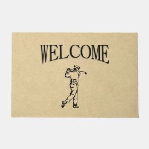 Paillasson Golfer Sport Design Cuir Bienvenue