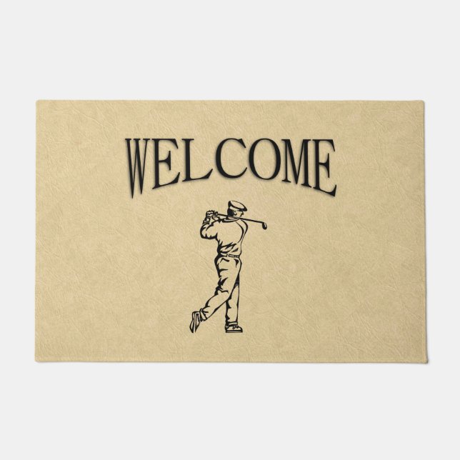 Paillasson Golfer Sport Design Cuir Bienvenue (Devant)