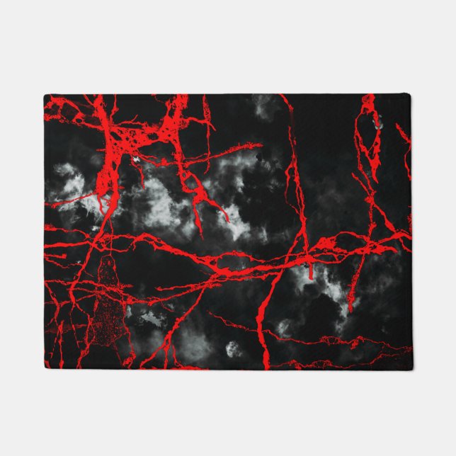 Paillasson Goth nocturne d'horreur - Noir et Blanc, Rouge (Devant)