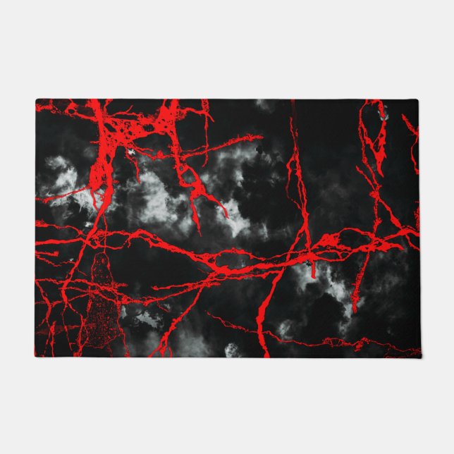 Paillasson Goth nocturne d'horreur - Noir et Blanc, Rouge (Devant)
