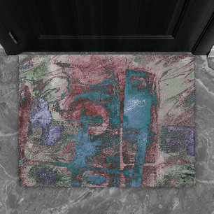 Paillasson Graffiti peint Grunge Taupe bleu rouille