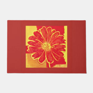 Paillasson Grand Aster marguerrier en rouge, jaune et safran