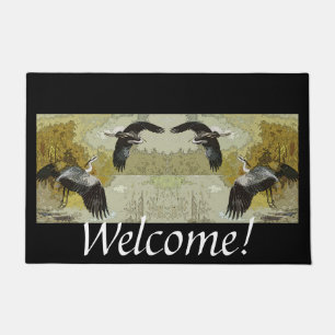Paillasson Grand Héron bleu Oiseaux Flying Wildlife Doormat