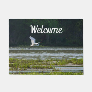 Paillasson Grand mat de bienvenue de vol d'aigrette blanche