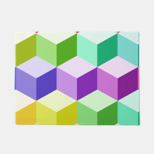 Paillasson Grand motif de cube multicolore