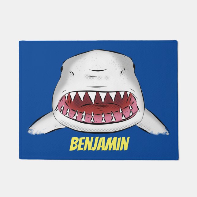 Paillasson Grand requin blanc moyen dessin animé (Devant)