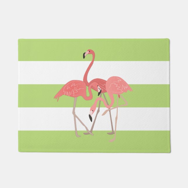 Paillasson Grandes et Flamants roses verts de chaux (Devant)