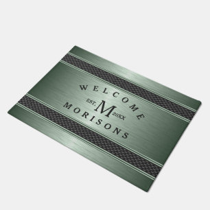 Paillasson Grandes géométriques métalliques vertes Design mod