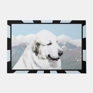 Paillasson Grands Pyrénées peignant - art original de chien