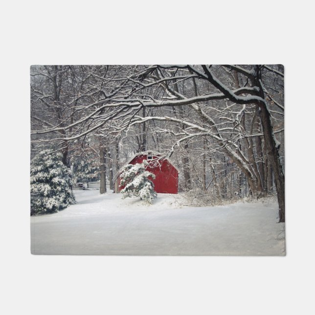 Paillasson Grange rouge dans la neige (2011) (Devant)