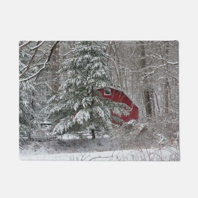 Paillasson Grange rouge neigeuse (Devant)