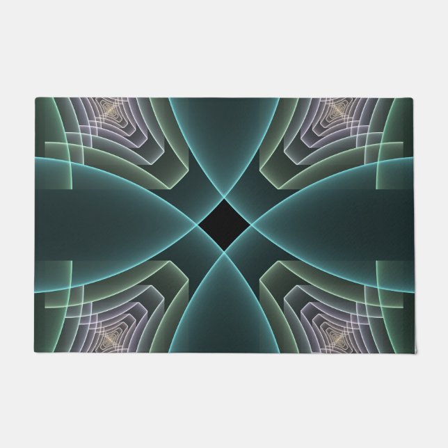 Paillasson Graphique géométrique Turquoise moderne (Devant)