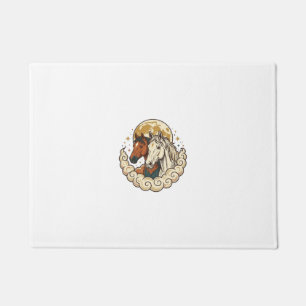 Paillasson Gravure Vintage Chevaux Cosmiques Art Lune