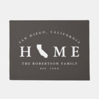 Gray and White State of California Map Mat,