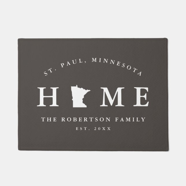 Paillasson Gray and White State of Minnesota Map Mat, (Devant)