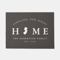 Gray and White State of New Jersey Map Mat,