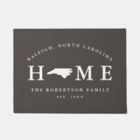 Gray and White State of North Carolina Map Mat,
