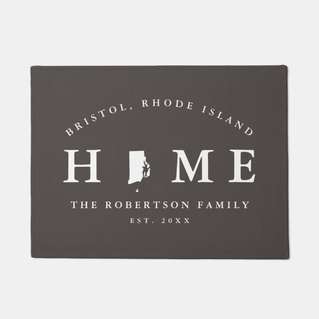 Paillasson Gray and White State of Rhode Island Map Mat, (Devant)