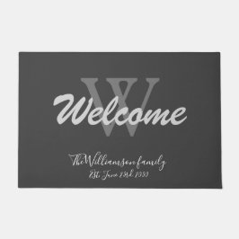 Paillasson Gray Elegant Monogramme Nom Cool Mariage Bienvenue