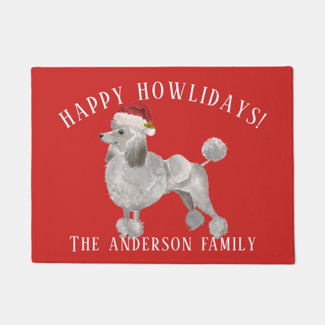 Paillasson Gray Poodle Joyeux Howlidays Noël (Devant)