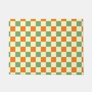 Paillasson Green Orange Brown À damiers En vichy Motif