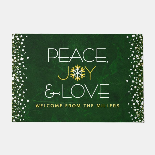 Paillasson Green Peace Joie Amour Noël Flocon de neige modern (Devant)