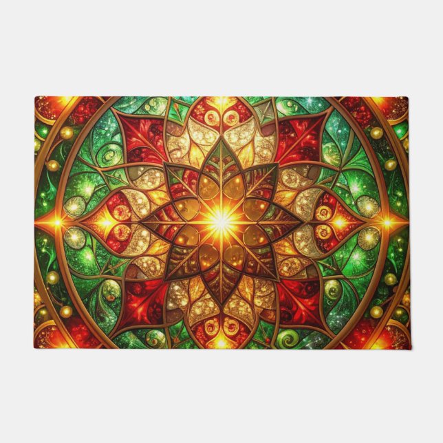 Paillasson Green Red Decorative Holiday Doormat (Devant)