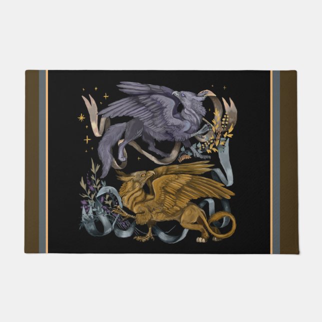 Paillasson Griffin argent et or (Devant)