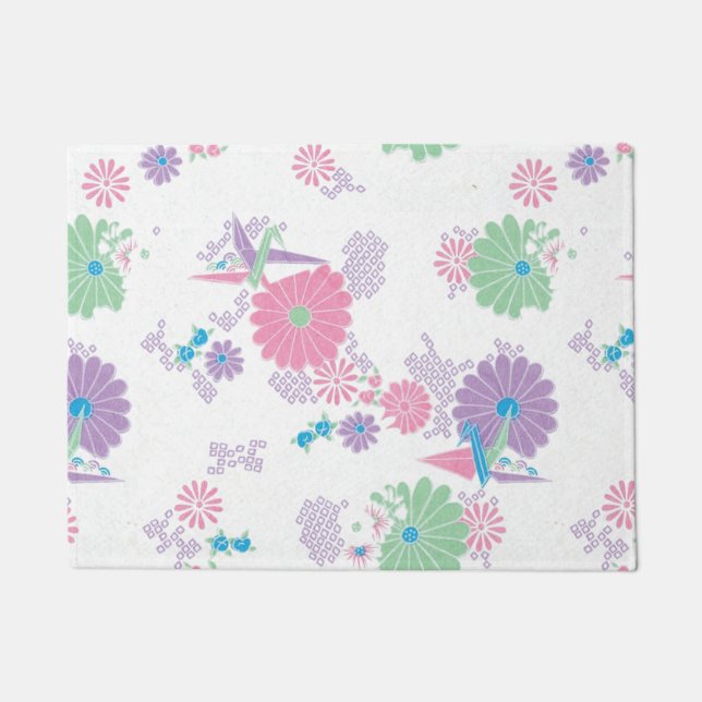 Paillasson Grues et fleurs en papier d'origine (Devant)