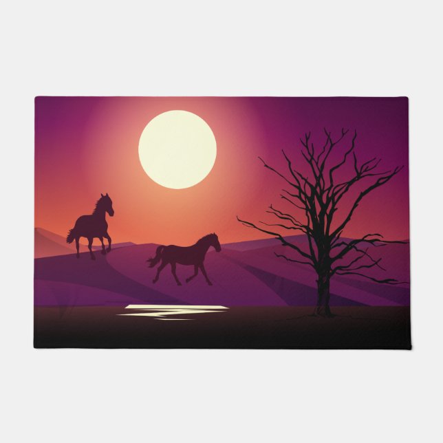 Paillasson Grunge Red Rug Deux Chevaux Doormat (Devant)