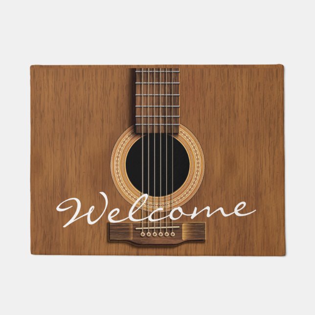 Paillasson Guitare acoustique en bois chaude (Devant)