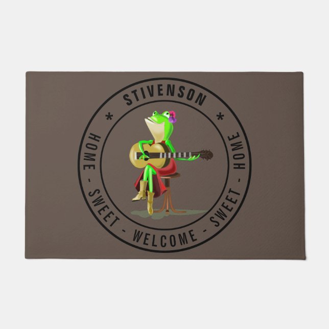 Paillasson Guitare Frog Home Sweet Home - Custom Text Welcome (Devant)