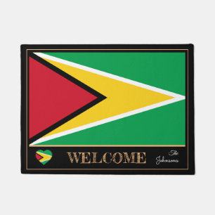 Paillasson Guyana & Guyana Flag house mats / sports Bienvenue