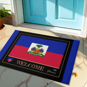 Paillasson Haïti & Haïti Drapeau maison mats /sports Bienvenu