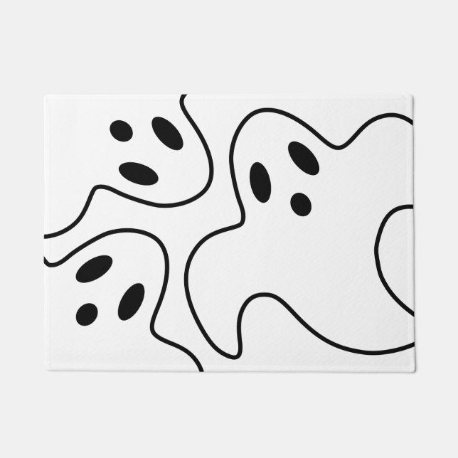 Paillasson Halloween Boo Ghost noir et blanc (Devant)