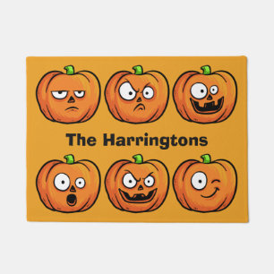 Paillasson Halloween Citrouille nom personnalisé mat de porte