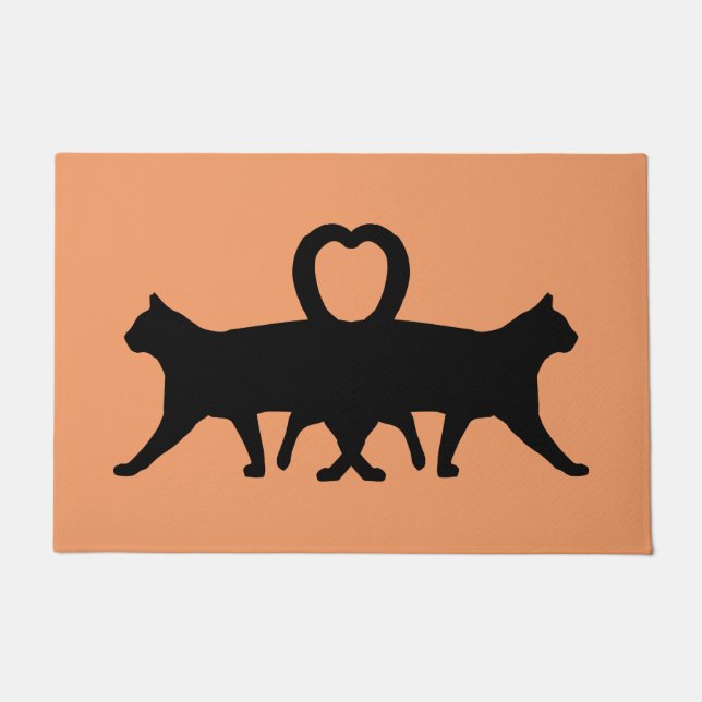 Paillasson Halloween deux chats effrayants (Devant)