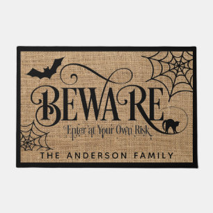 Paillasson Halloween Éffrayant rustique pays Burlap BEWARE