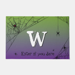 Paillasson Halloween Entrez si vous osez araignées Monogramm
